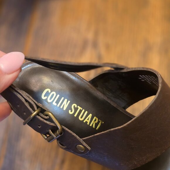 NWOT COLIN STUART dark chocolate leather strappy heel. size 8 - Picture 8 of 9